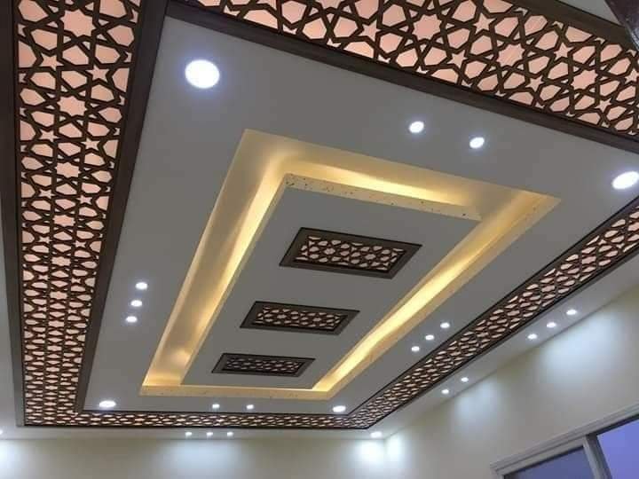 سقف جبس بورد معلق كلاسيكي فاخر للصالات